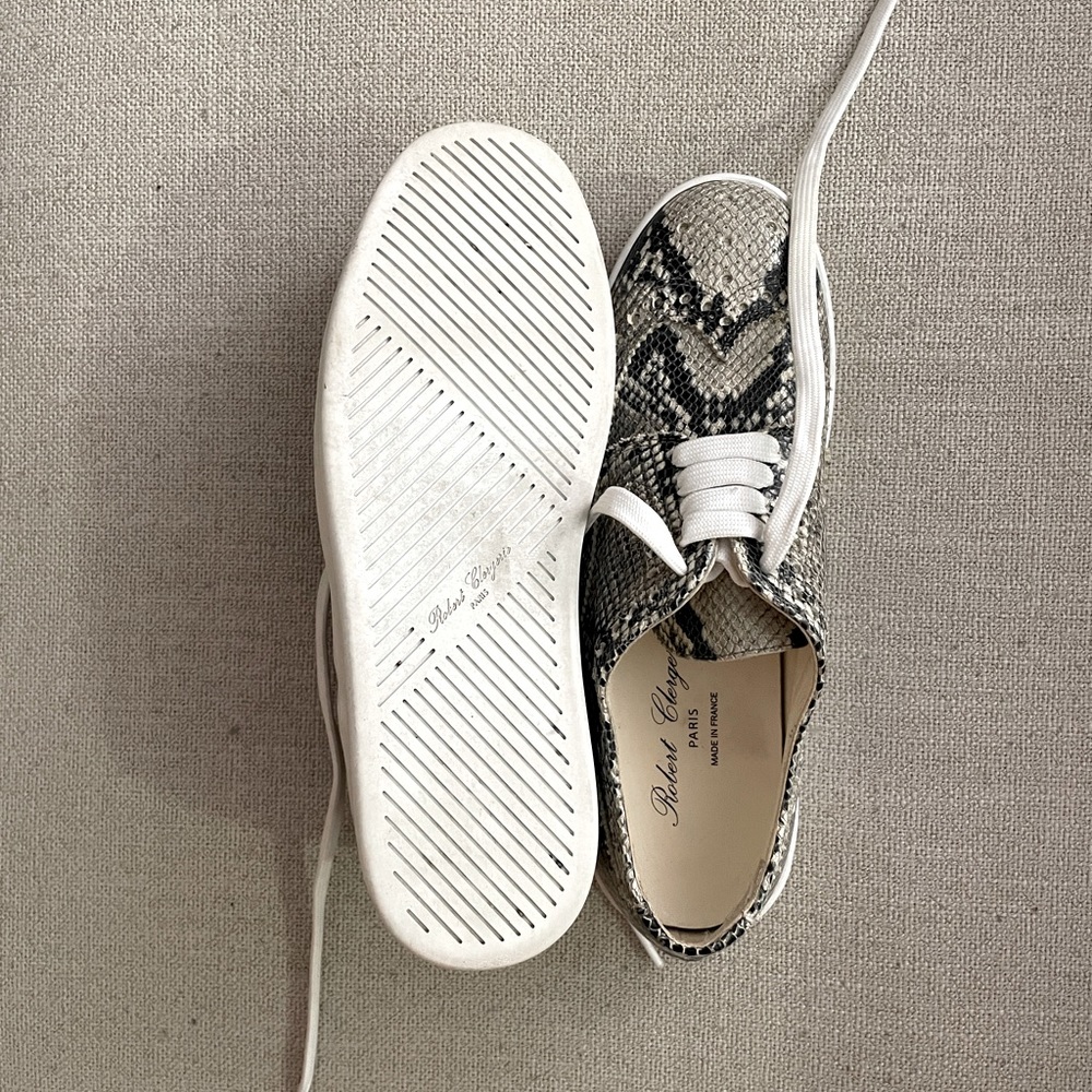 Robert Clergerie Grey Python Embossed Leather Pla… - image 4